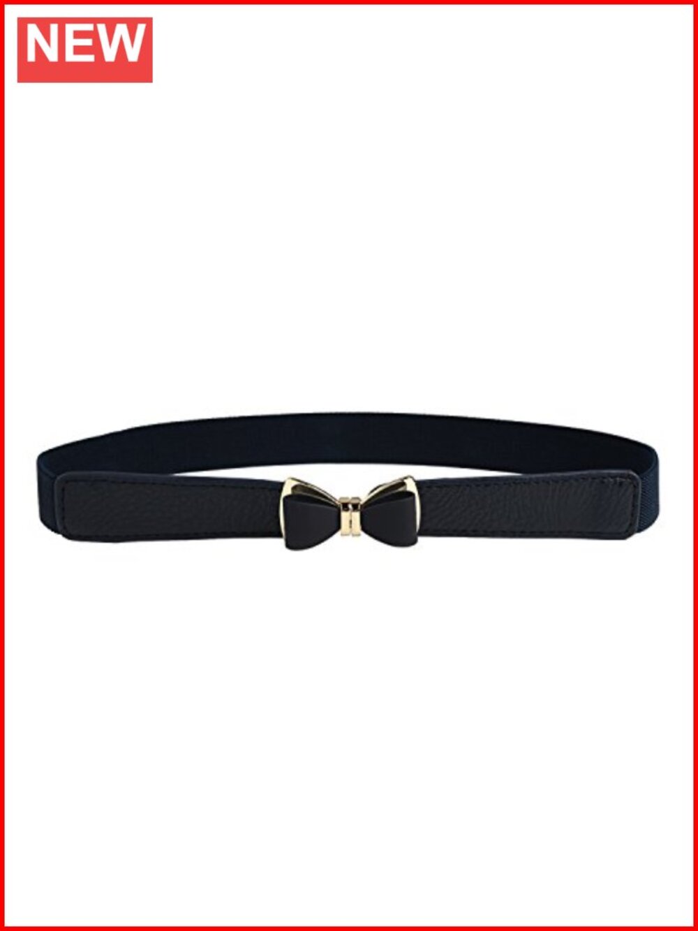 Women's Faux Leather Bow Skinny Elastic Waist Belt 1" Stretchy Thin Belt